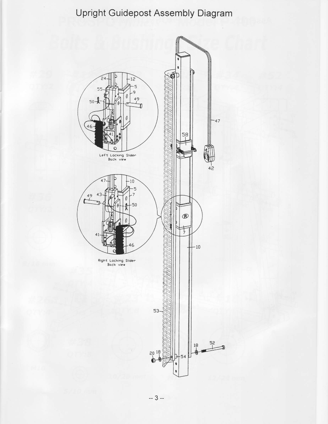 ProSpot Fitness P-100 manual UprightGuidepostAssemblyDiagram 