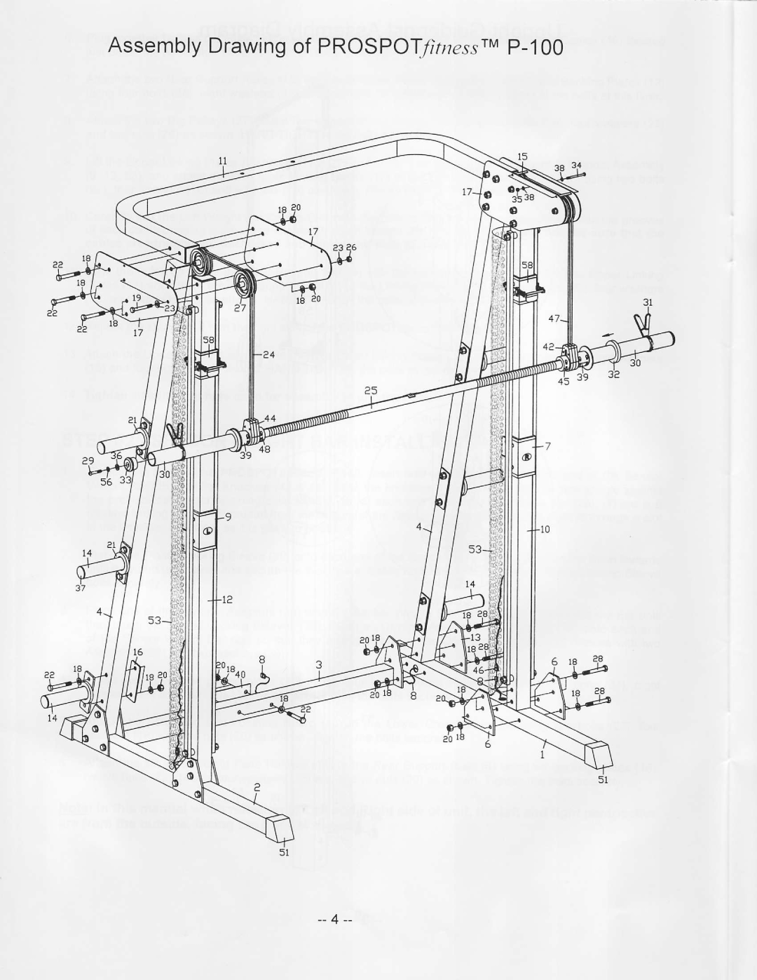 ProSpot Fitness P-100 manual AssemblyDrawingof PROSPOTfirnessrM-100 