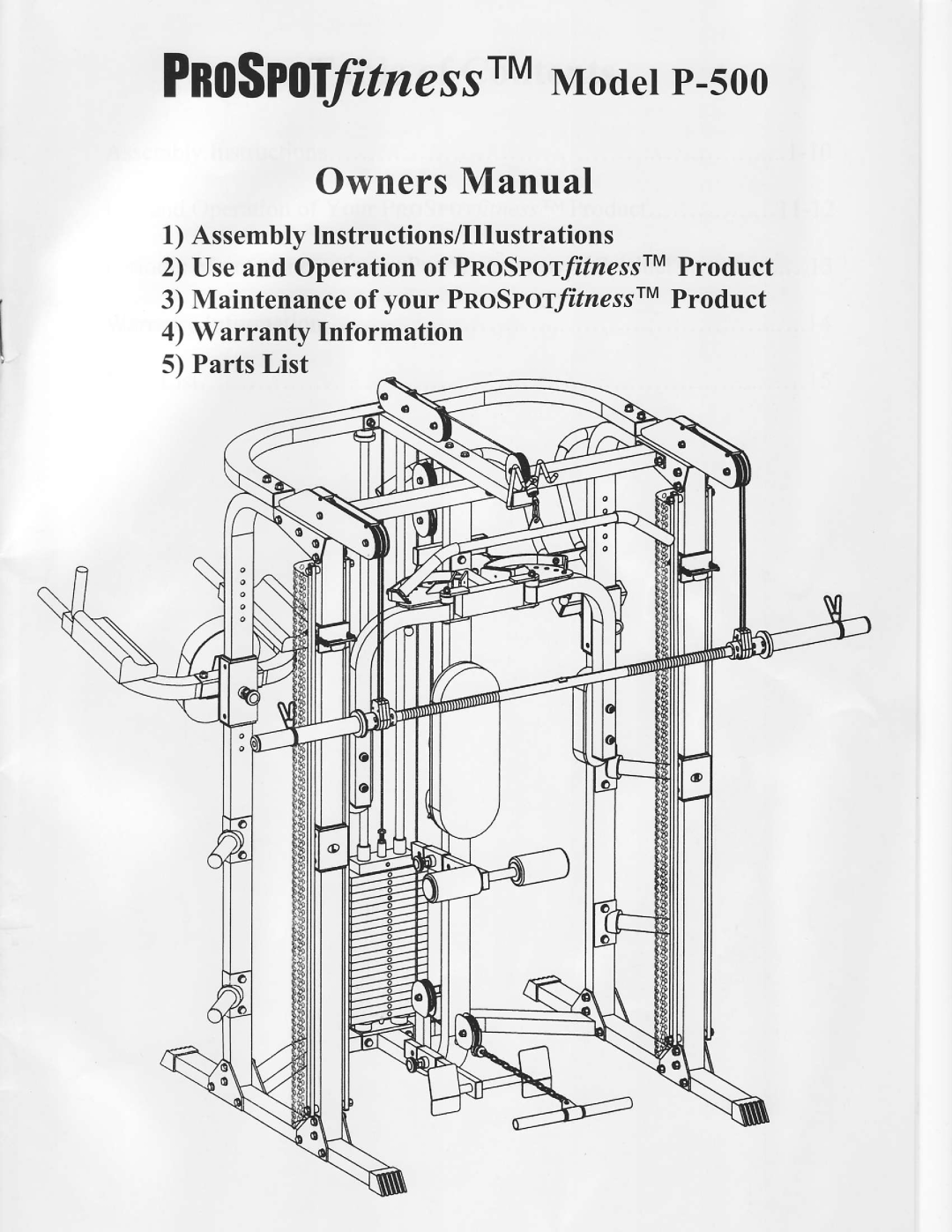 ProSpot Fitness P-500 manual PnoSPolfitne,ssrMModerP-5oo 