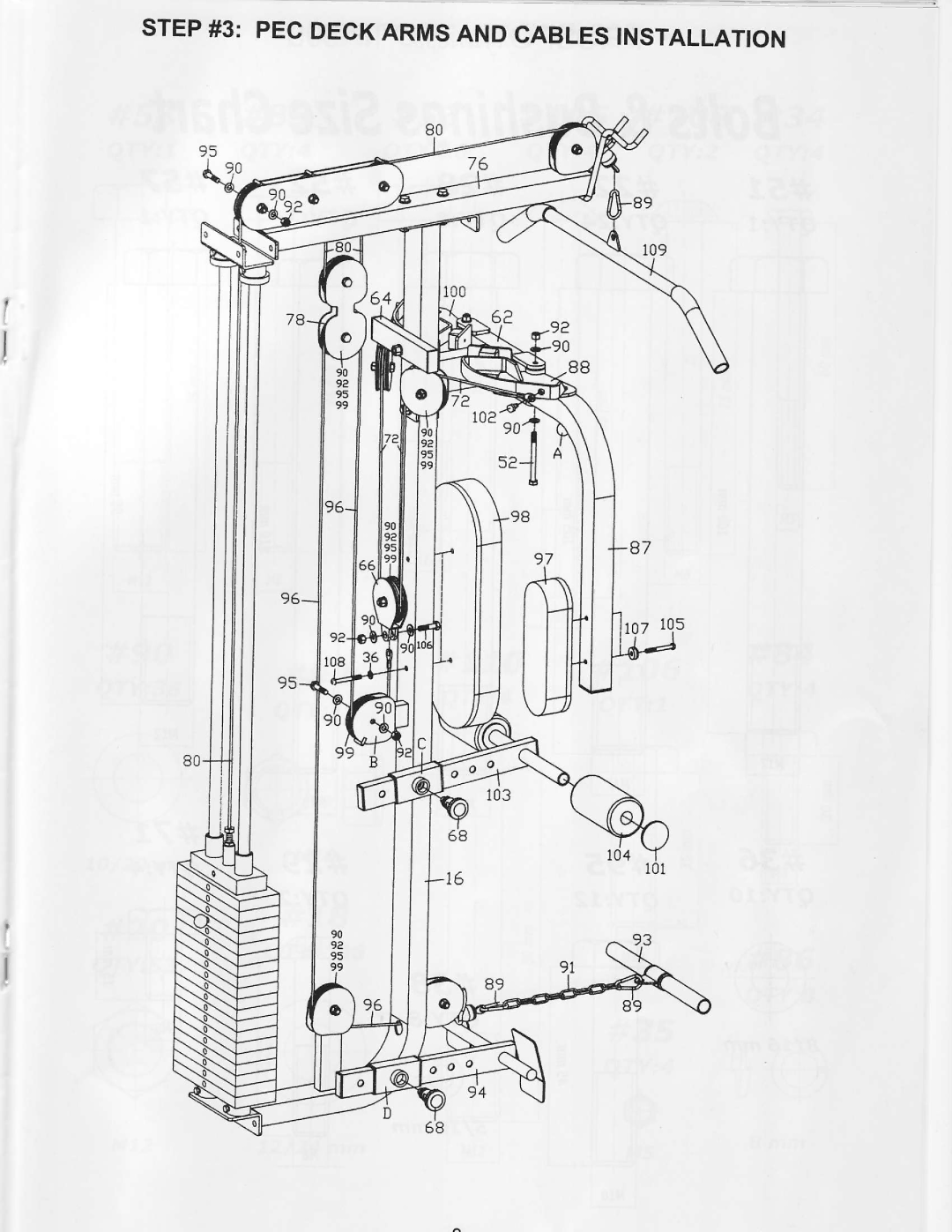 ProSpot Fitness P-500 manual STEP#3 Pecdeckarmsandcablestnstallatton 