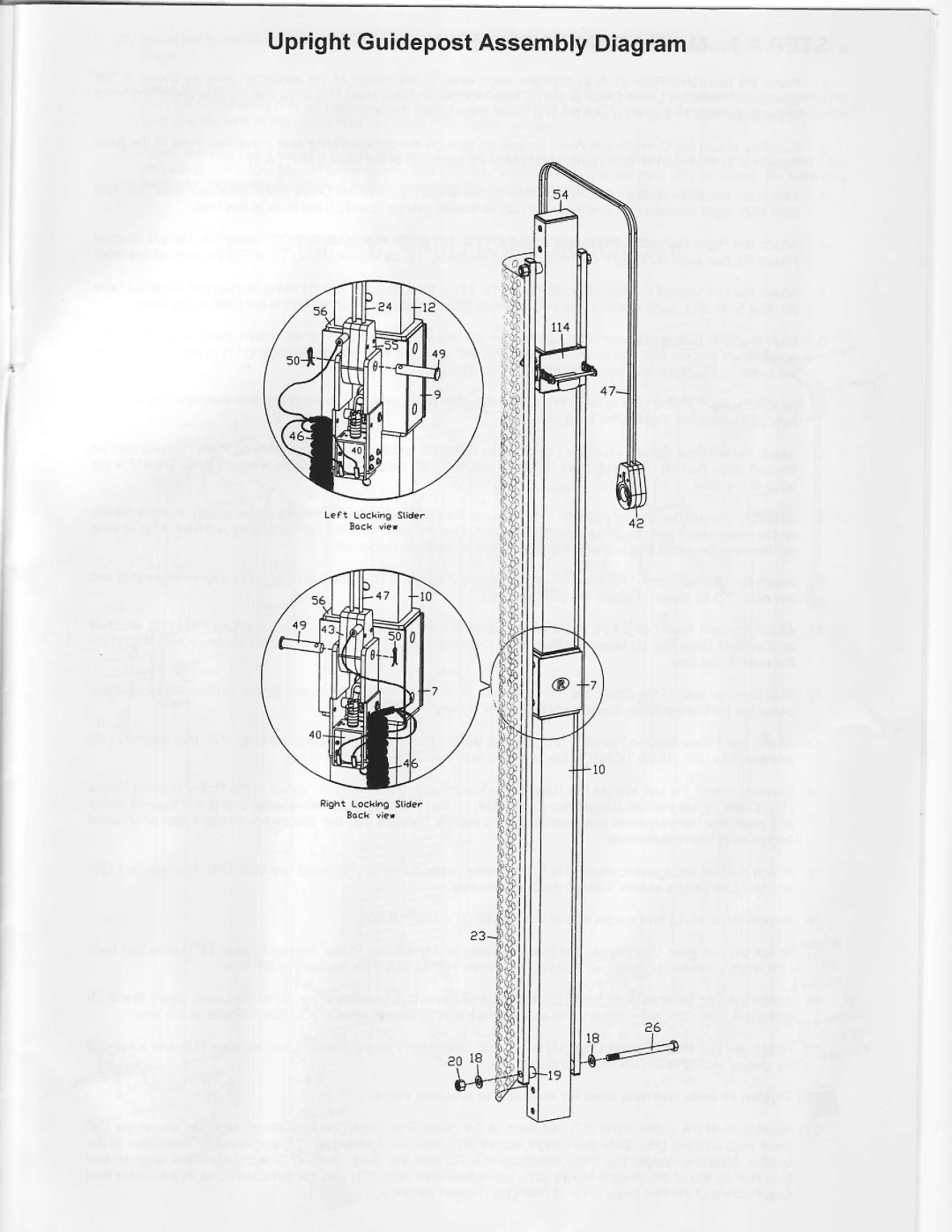 ProSpot Fitness P-500 manual UprightGuidepostAssemblyDiagram 