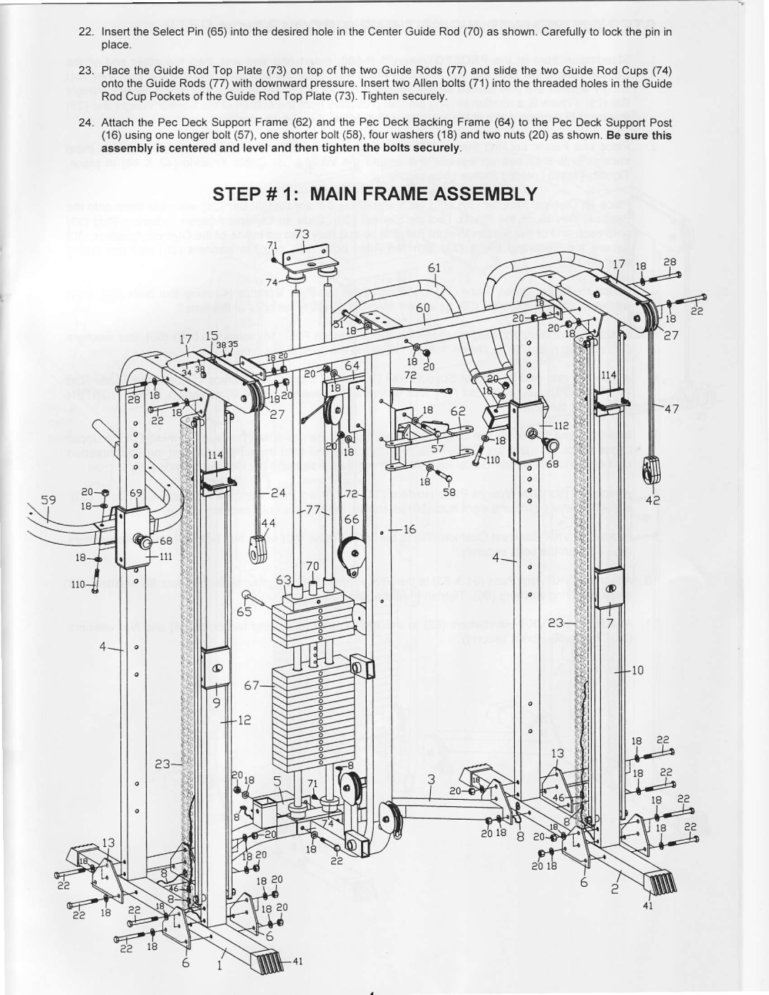 ProSpot Fitness P-500 manual STEP# 1 Mainframeassembly 