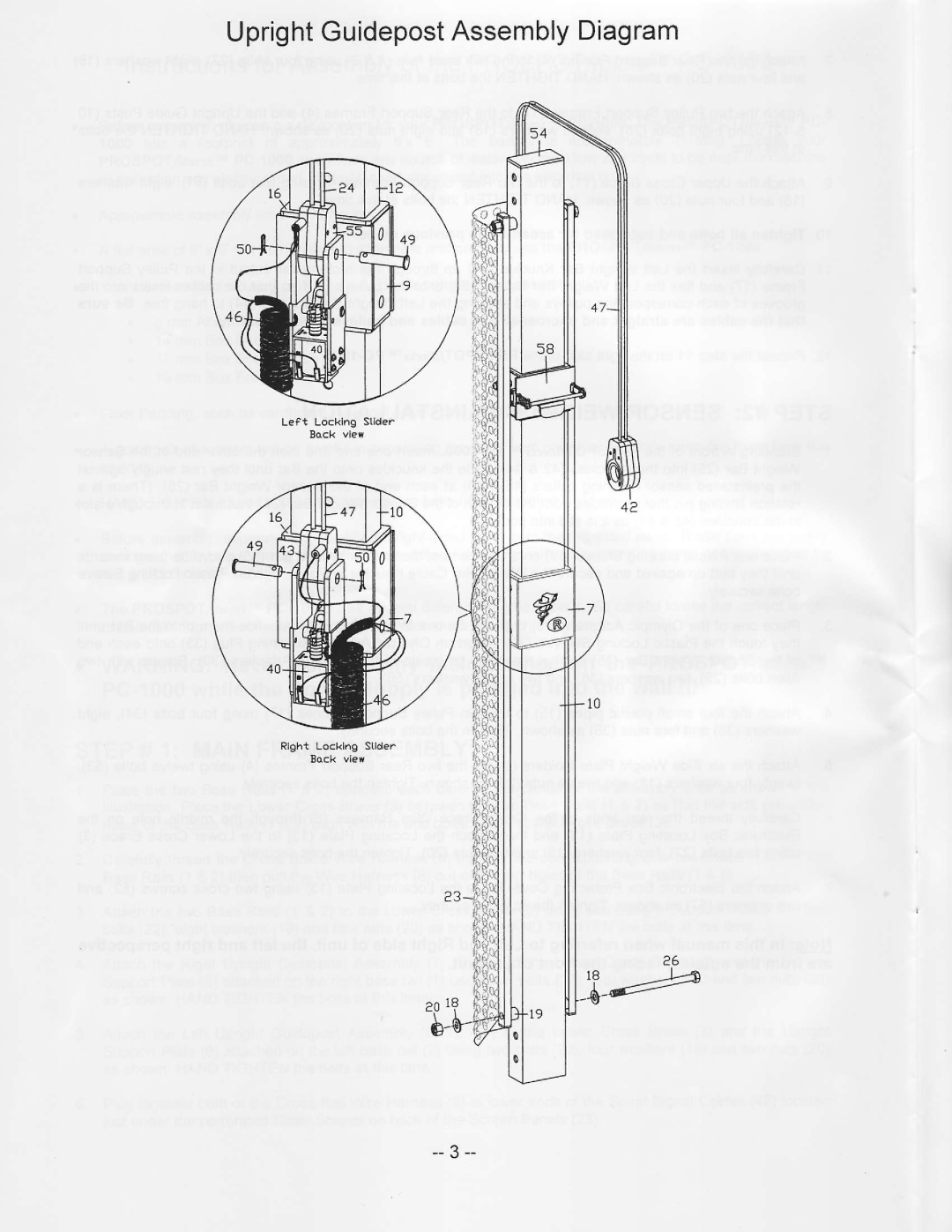 ProSpot Fitness PC-1000 manual UprightGuidepostAssemblyDiagram 