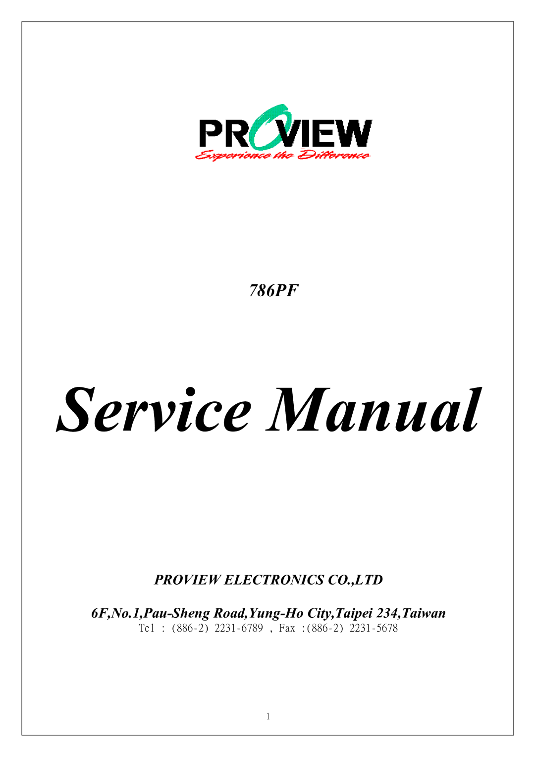 Proview 786PF service manual 