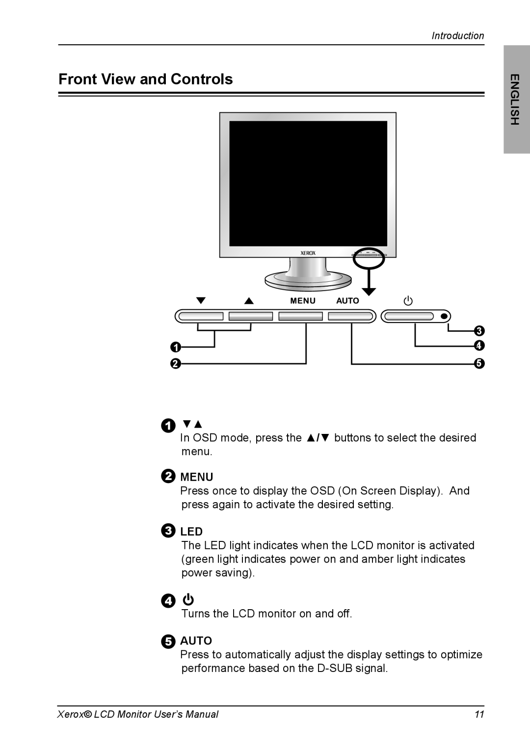 Proview XA3 Series manual Front View and Controls, OSD mode, press the / buttons to select the desired menu 