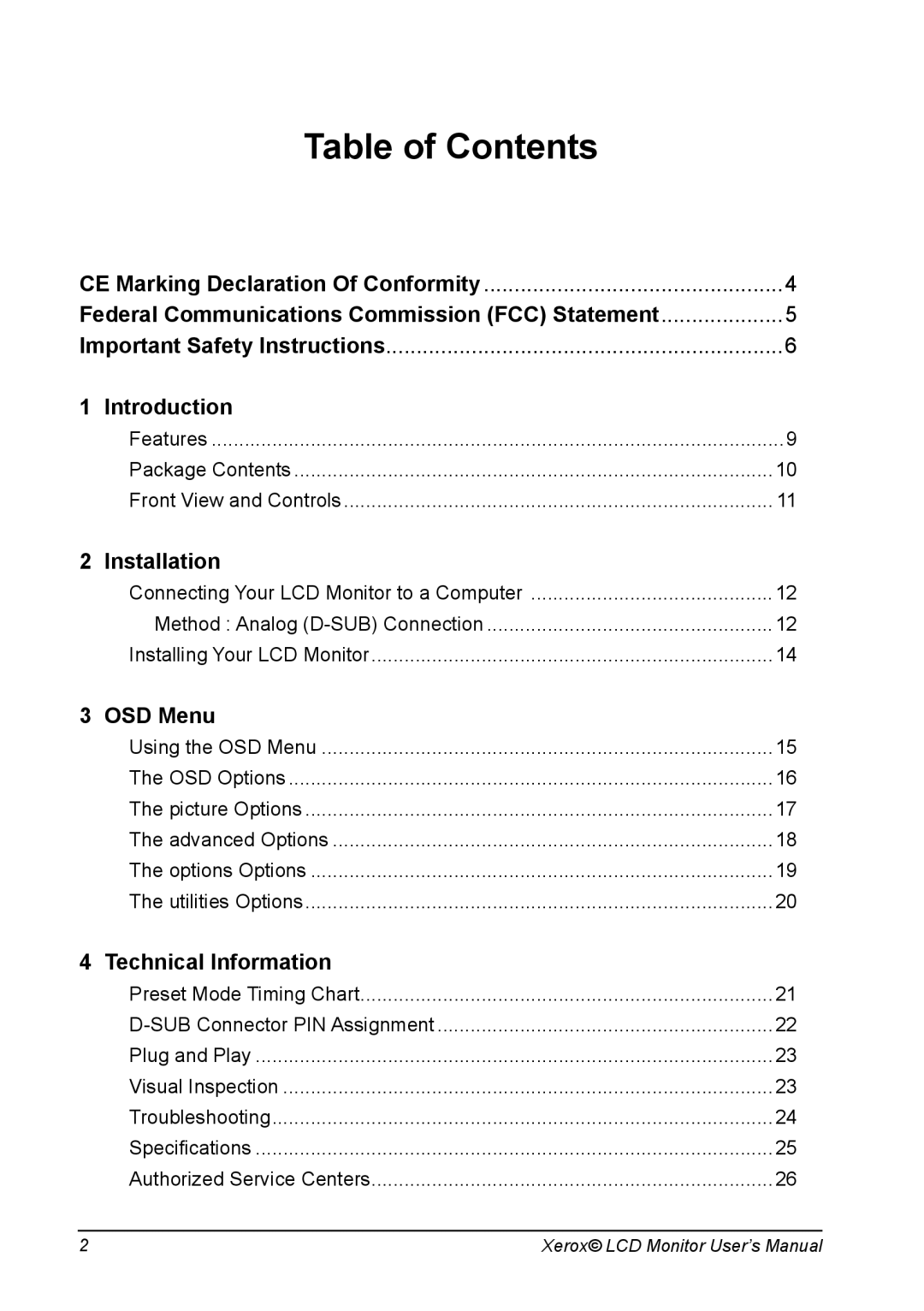 Proview XA3 Series manual Table of Contents 