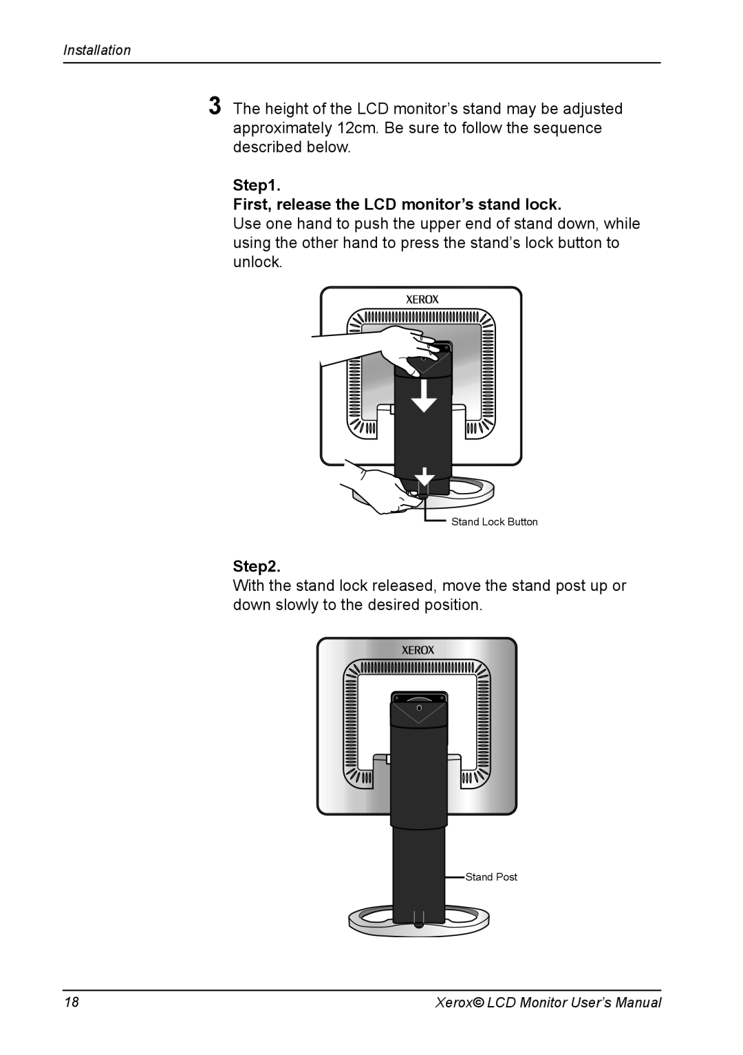 Proview XAP series manual First, release the LCD monitor’s stand lock 