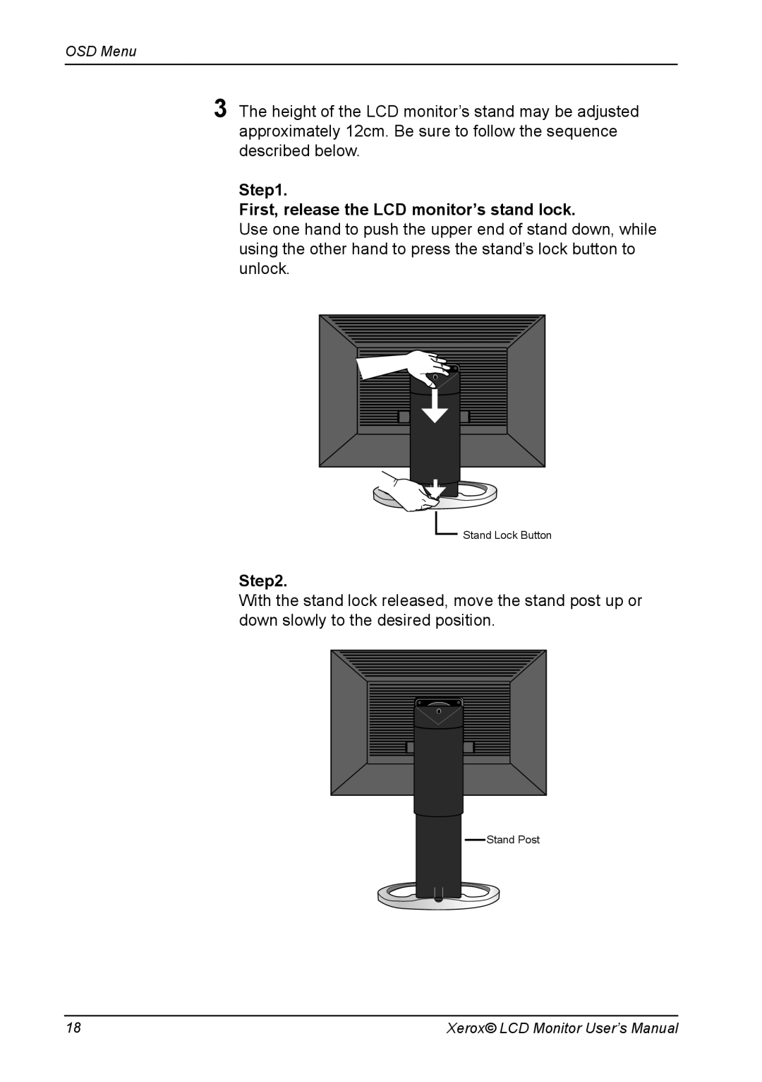 Proview XM7-19w manual First, release the LCD monitor’s stand lock 