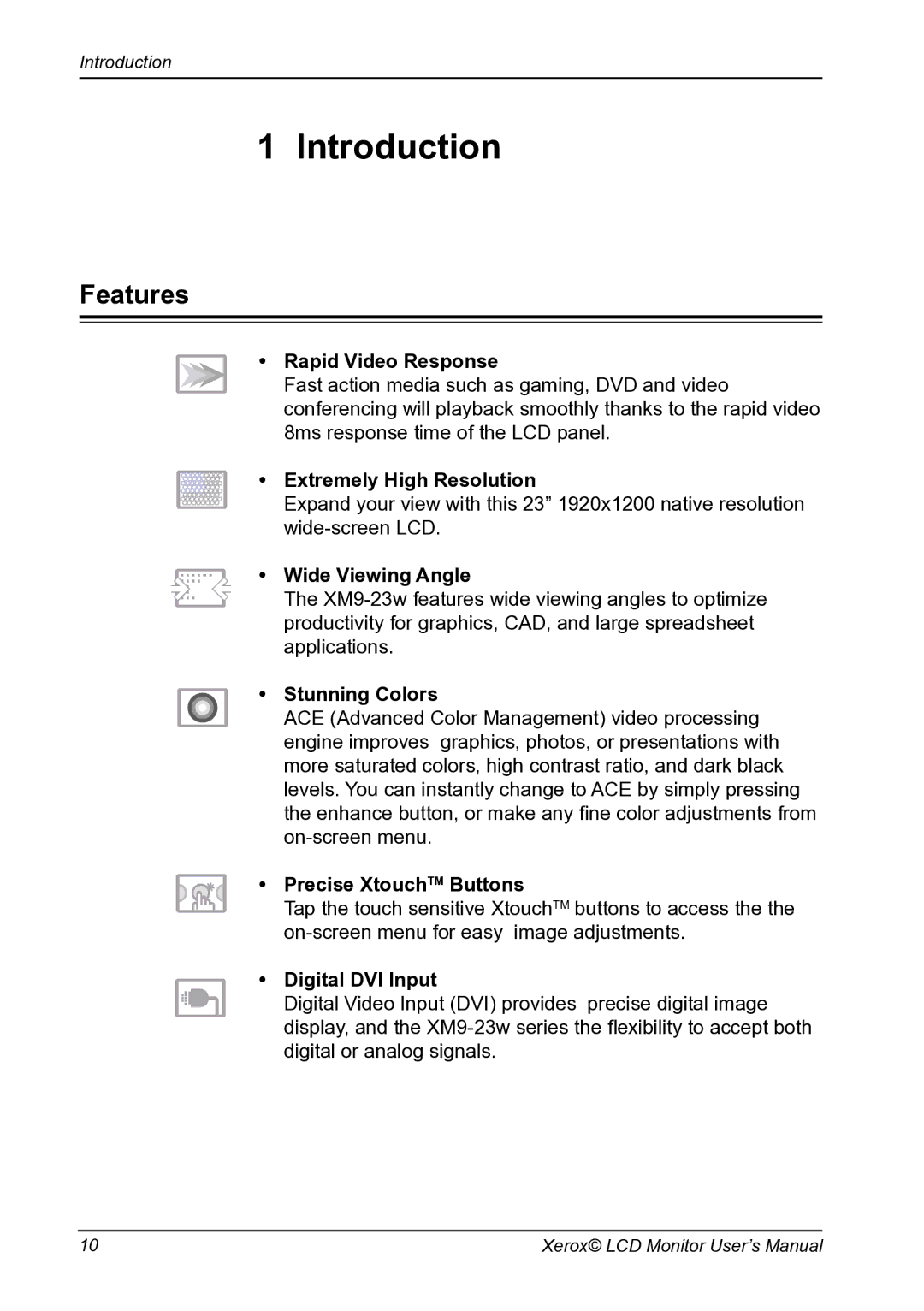 Proview XM9-23w manual Introduction, Features 