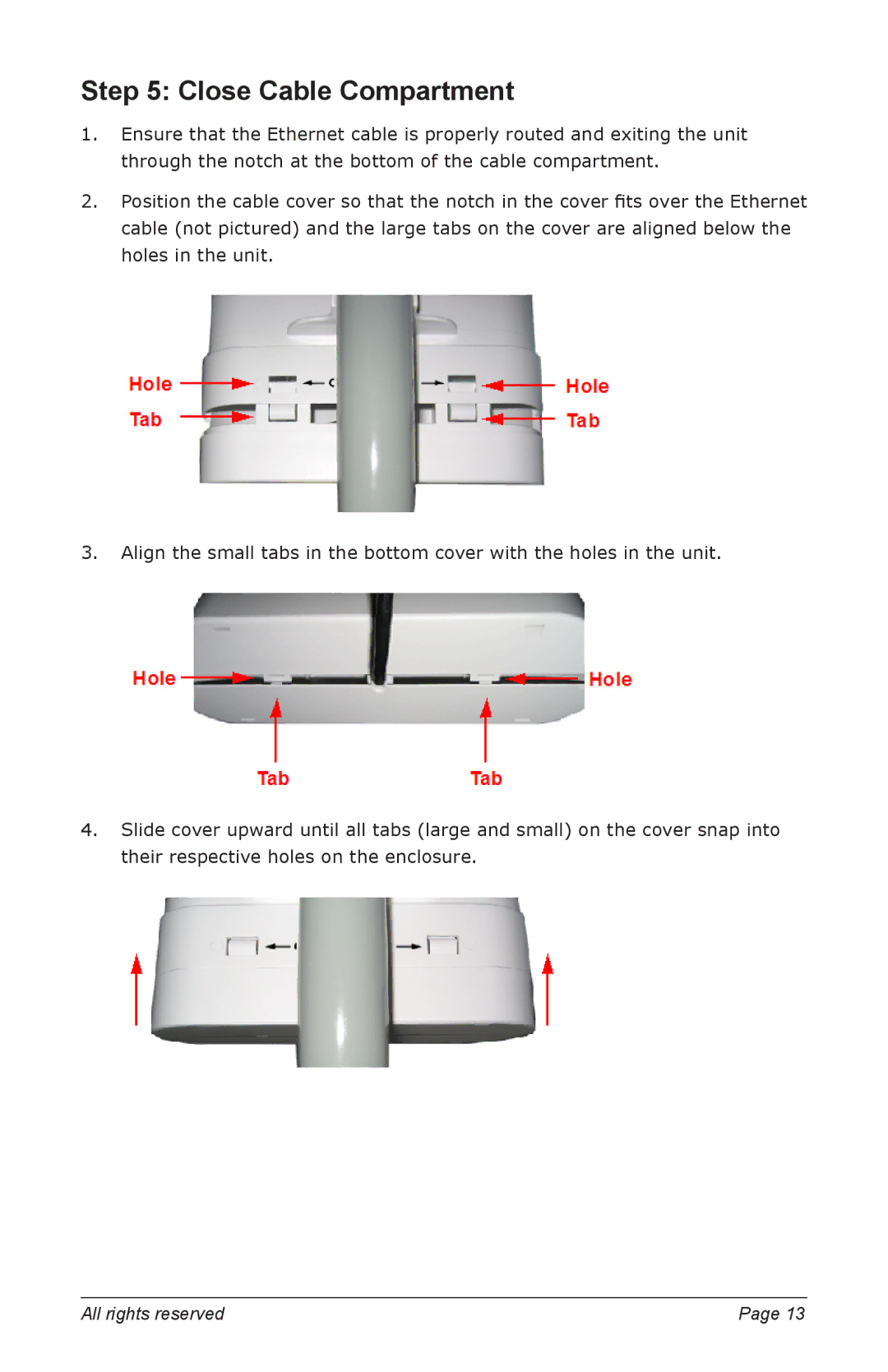 Proxim 5012-SUR manual Close Cable Compartment 