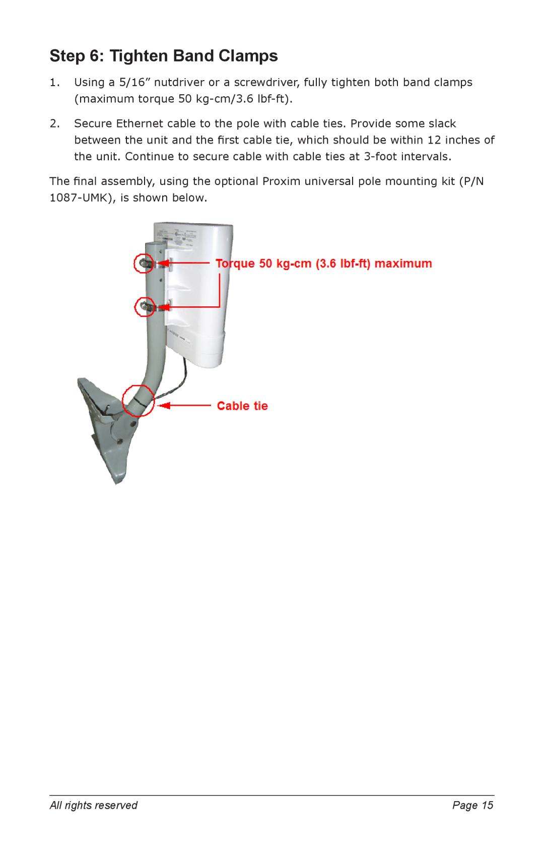 Proxim 5012-SUR manual Tighten Band Clamps 