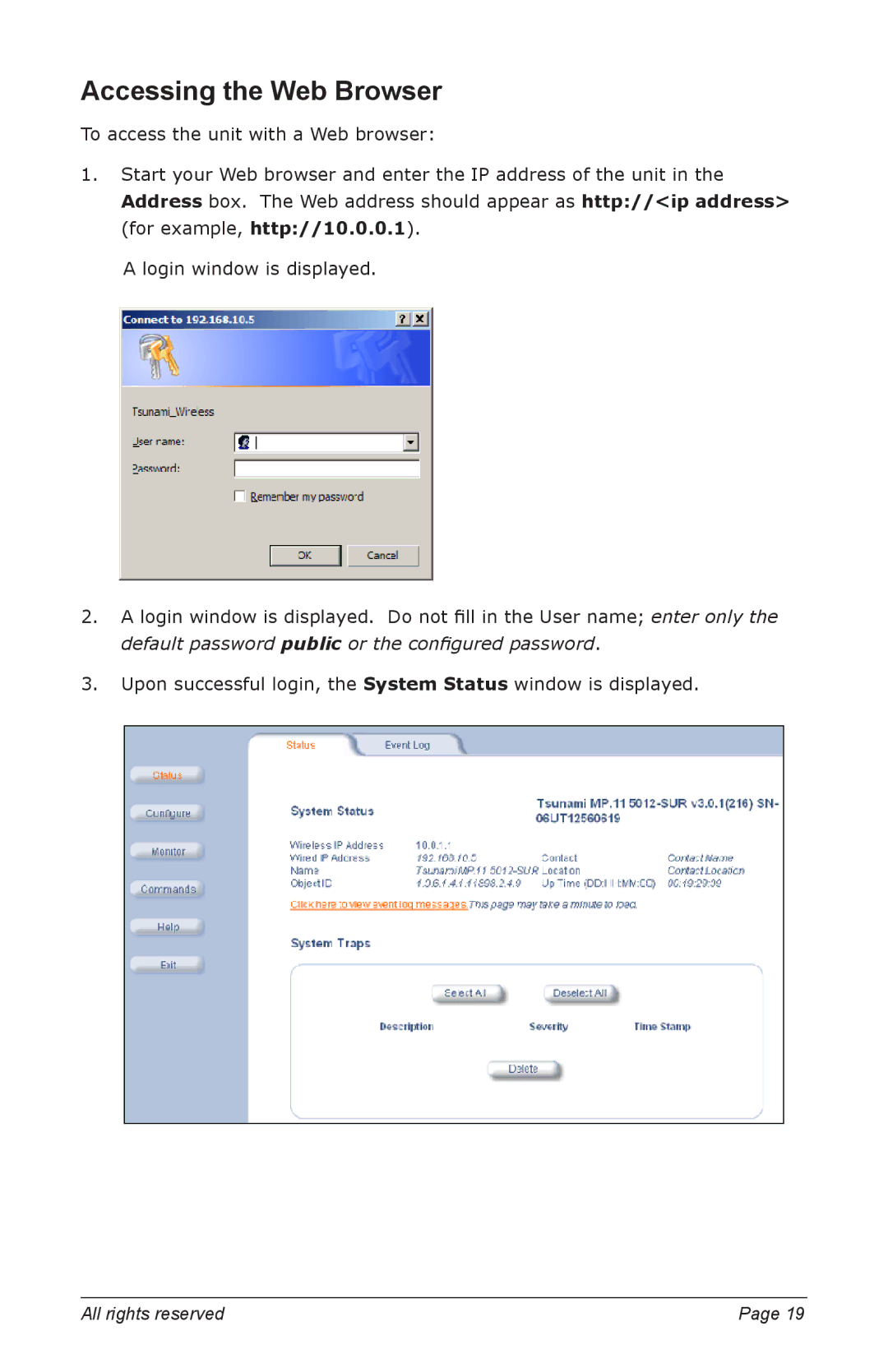 Proxim 5012-SUR manual Accessing the Web Browser 