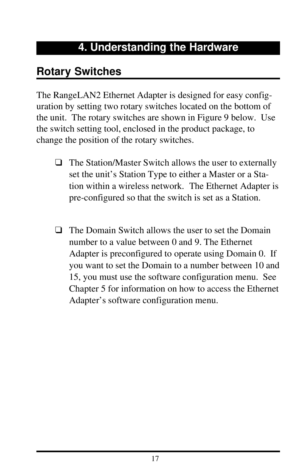 Proxim 7920, 7921 manual Understanding the Hardware Rotary Switches 