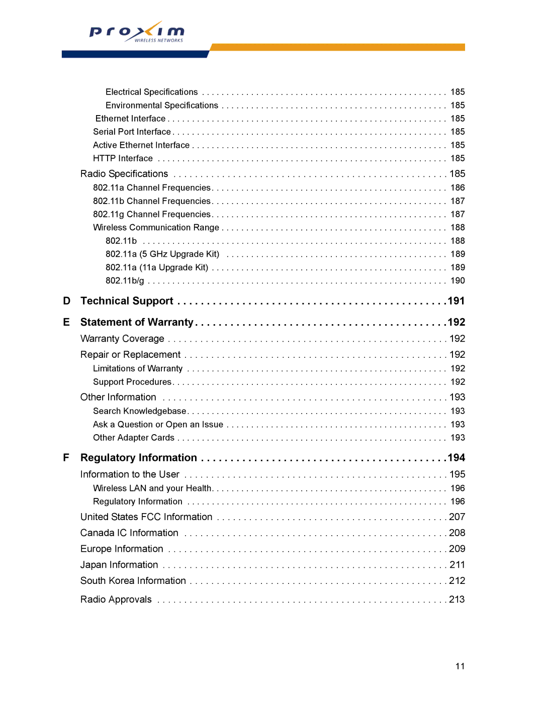 Proxim AP-2000 manual Regulatory Information 