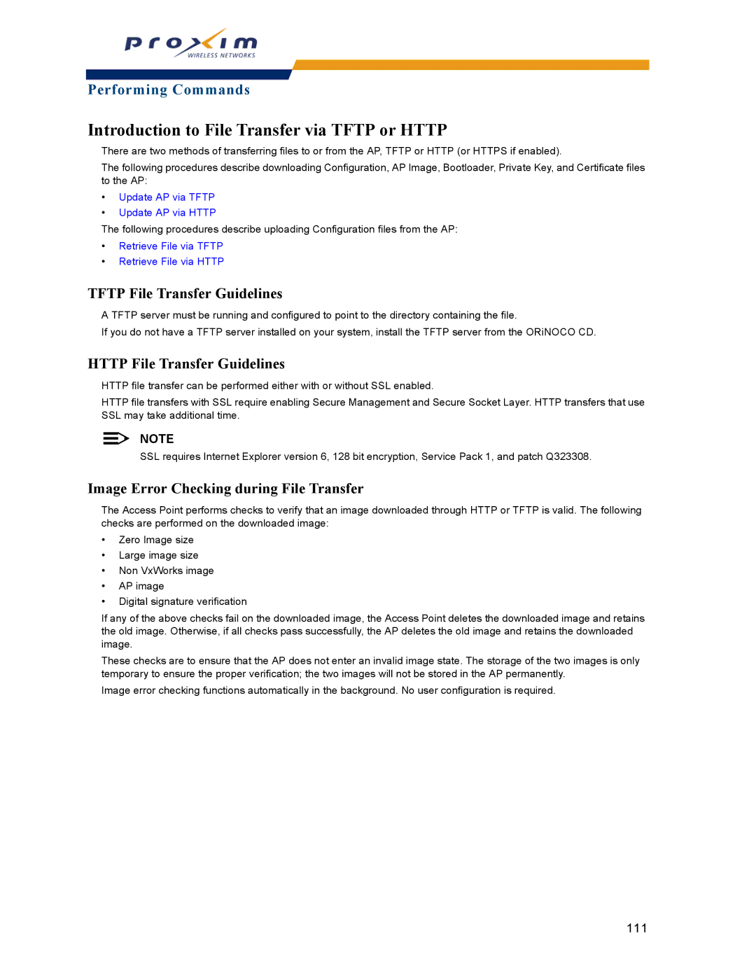 Proxim AP-2000 manual Introduction to File Transfer via Tftp or Http, Tftp File Transfer Guidelines 