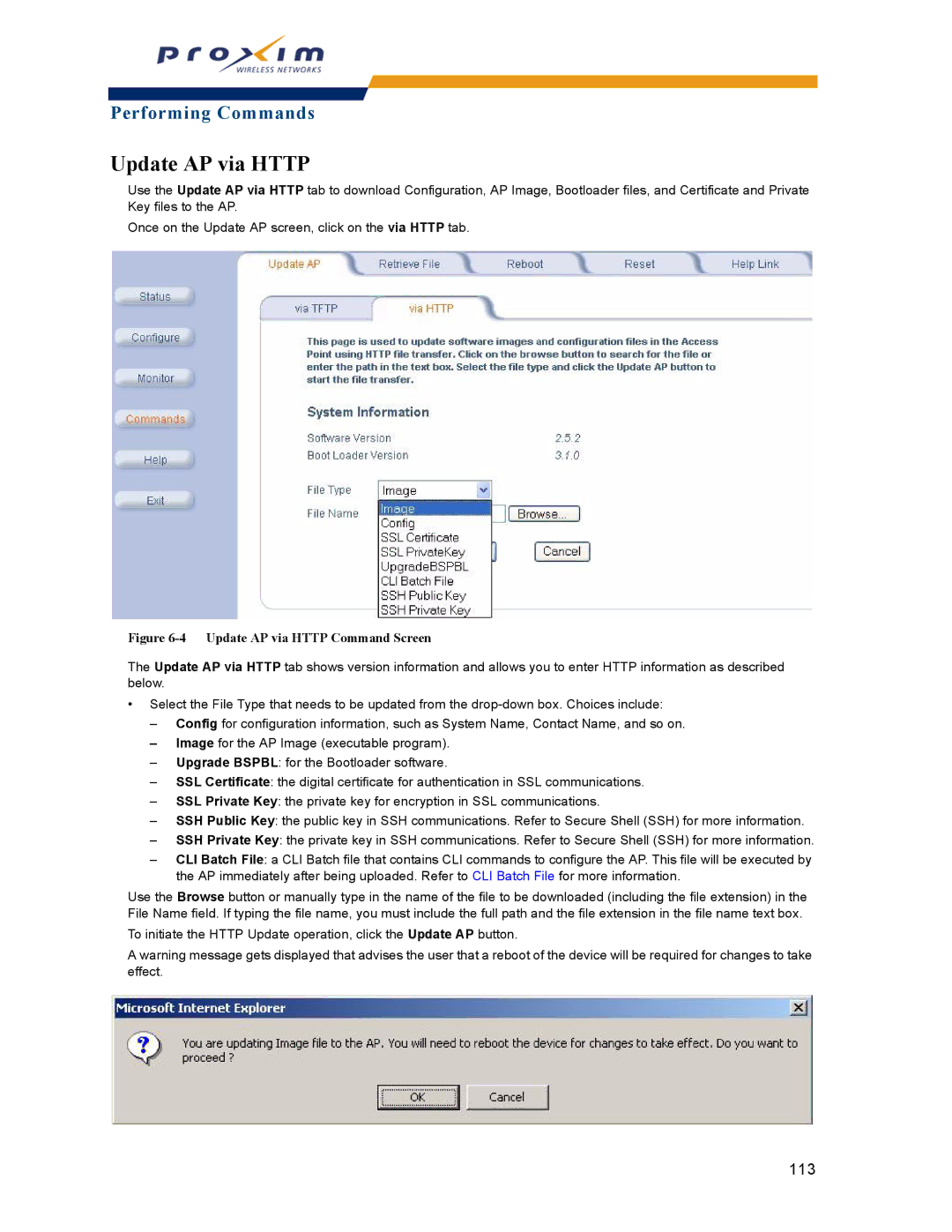 Proxim AP-2000 manual Update AP via Http Command Screen 