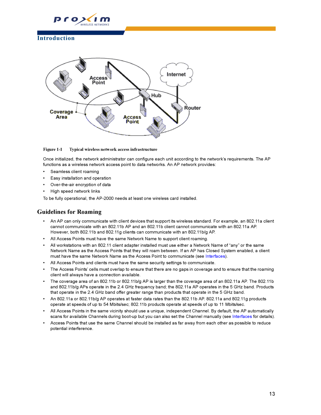 Proxim AP-2000 manual Introduction, Guidelines for Roaming 