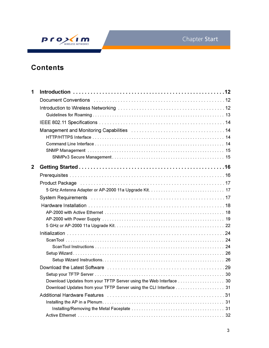 Proxim AP-2000 manual Contents 