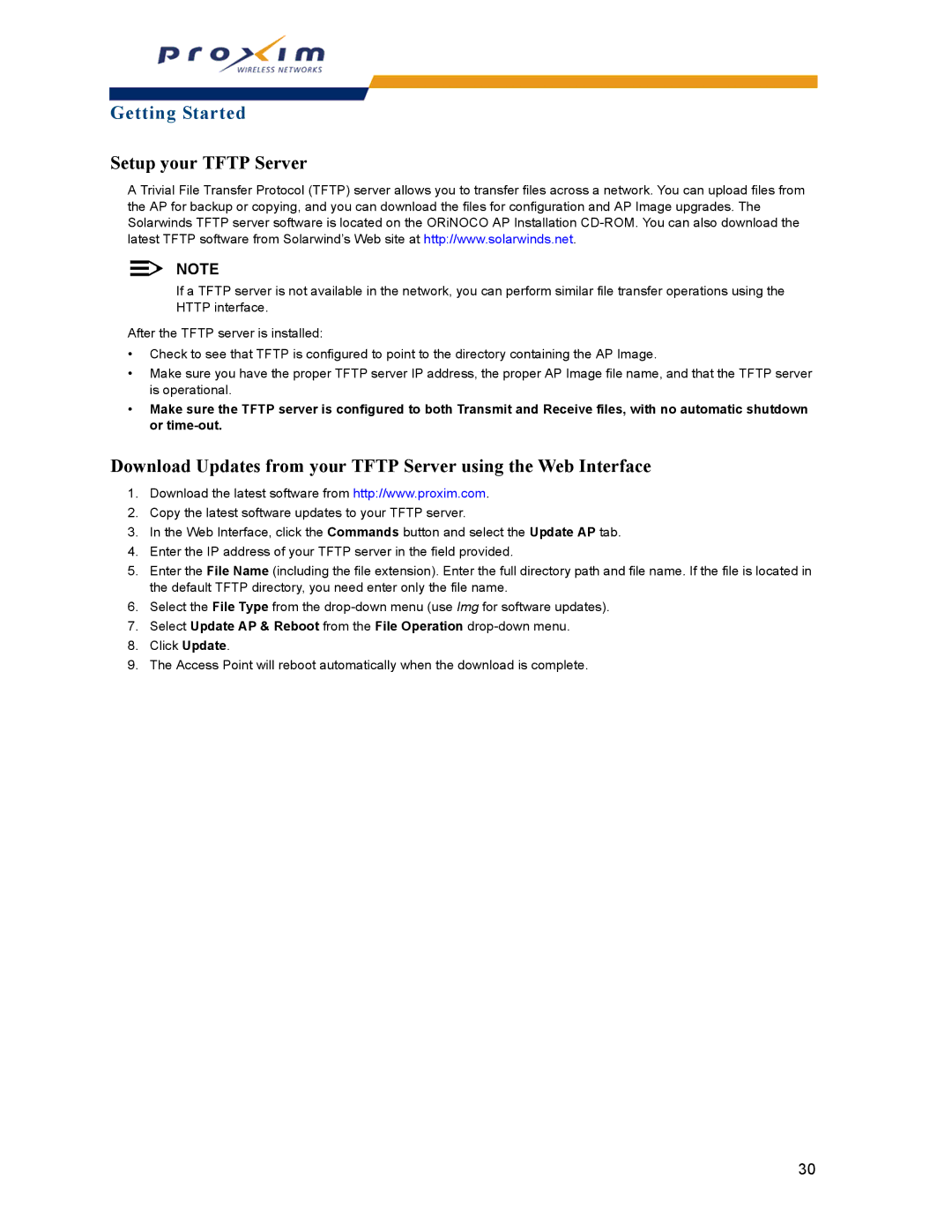 Proxim AP-2000 manual Setup your Tftp Server 