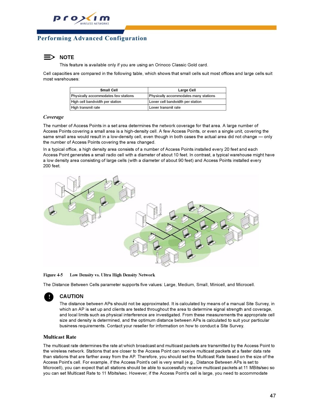 Proxim AP-2000 manual Multicast Rate, Small Cell Large Cell 