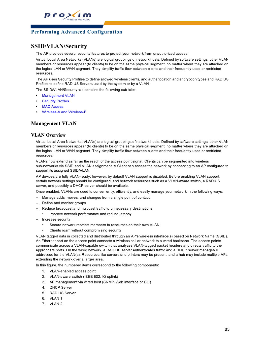 Proxim AP-2000 manual SSID/VLAN/Security, Management Vlan, Vlan Overview 