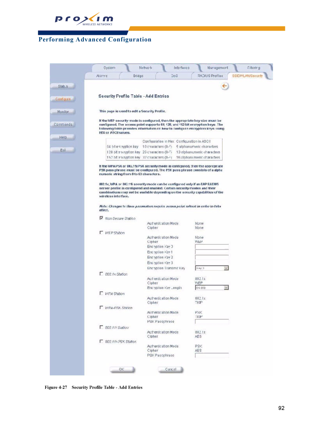 Proxim AP-2000 manual Security Profile Table Add Entries 