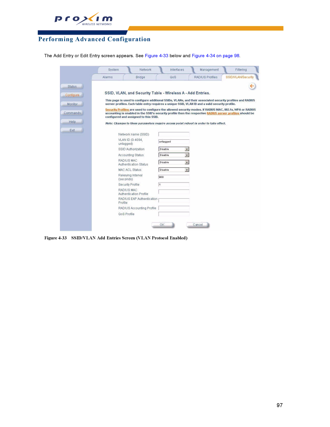 Proxim AP-2000 manual SSID/VLAN Add Entries Screen Vlan Protocol Enabled 