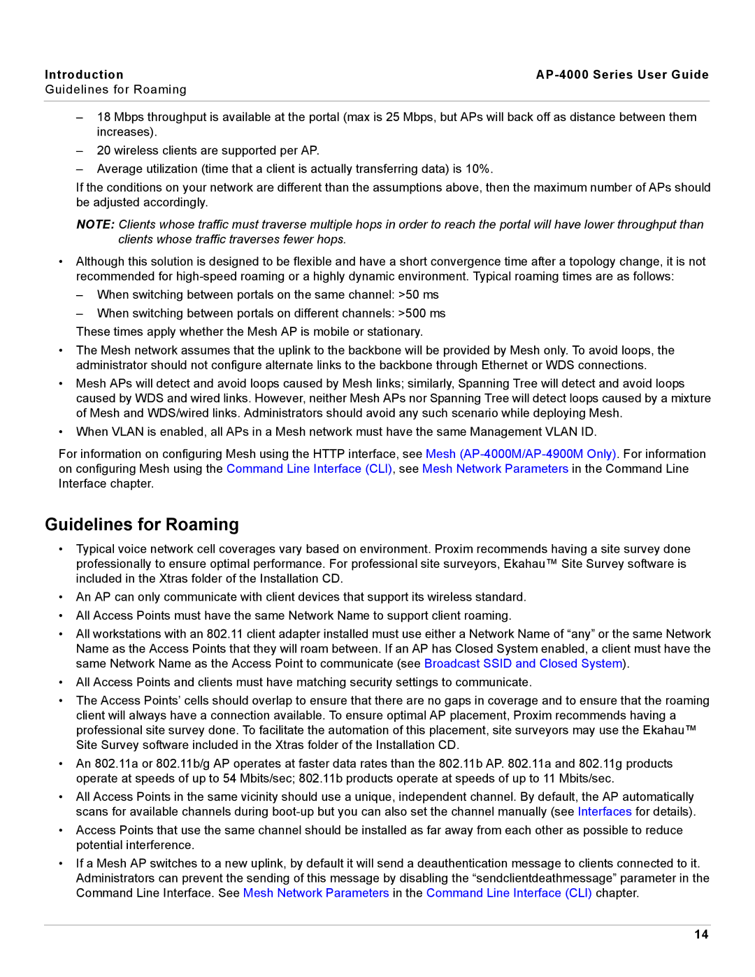 Proxim AP-4000 manual Guidelines for Roaming 