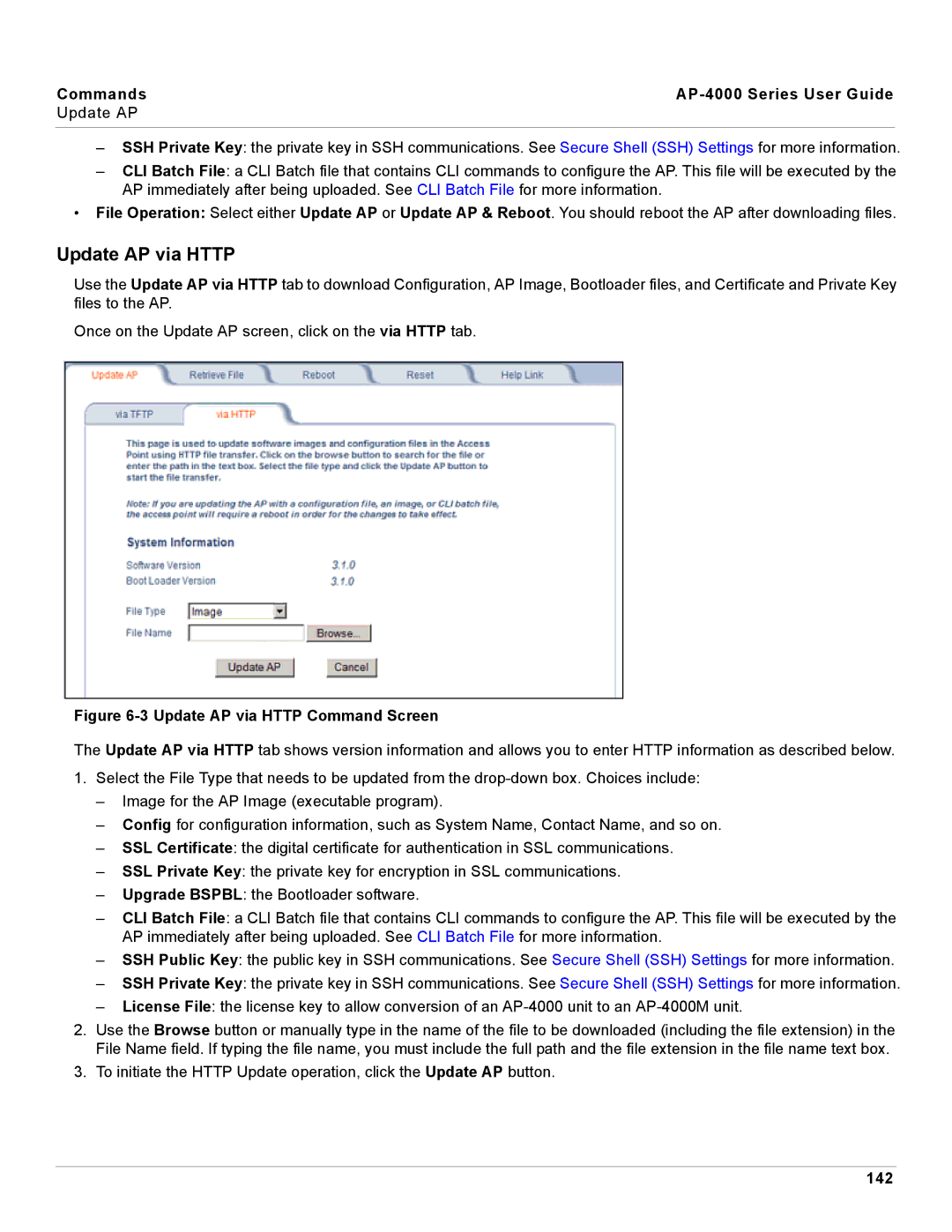 Proxim manual Update AP via Http, Commands AP-4000 Series User Guide Update AP, 142 