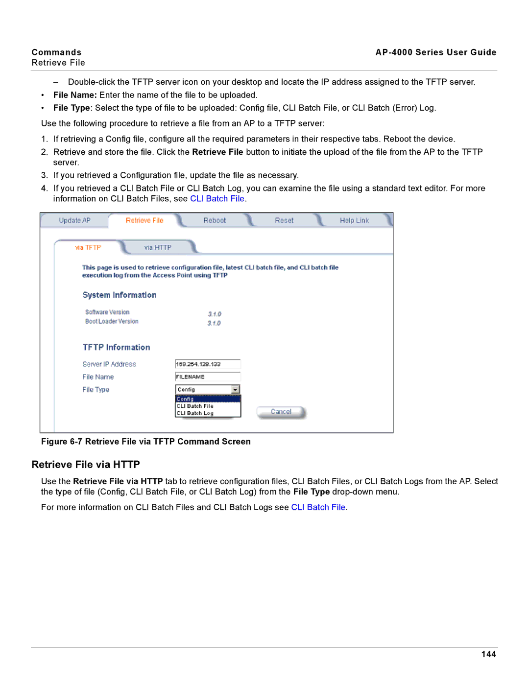 Proxim AP-4000 manual Retrieve File via Http, 144 