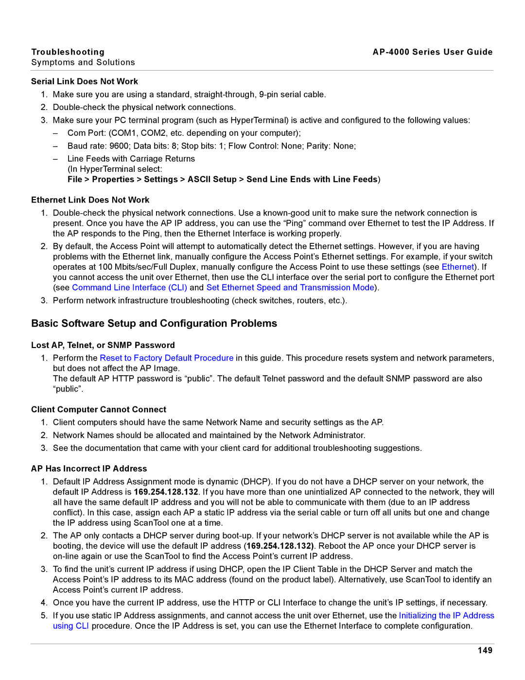 Proxim AP-4000 manual Basic Software Setup and Configuration Problems 