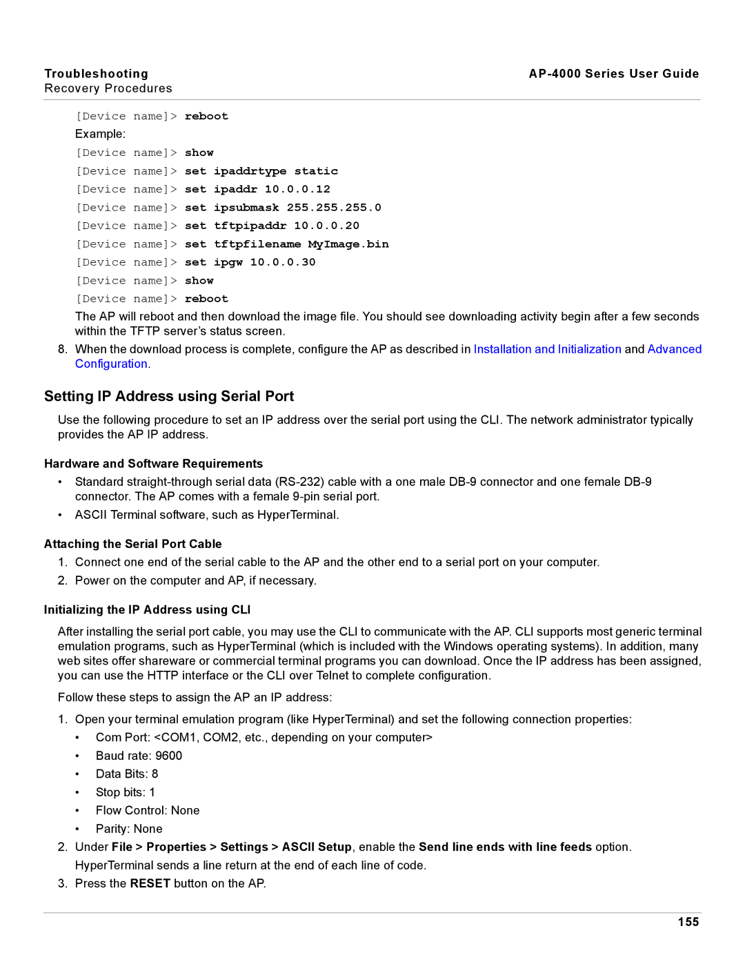 Proxim AP-4000 Setting IP Address using Serial Port, Hardware and Software Requirements, Attaching the Serial Port Cable 