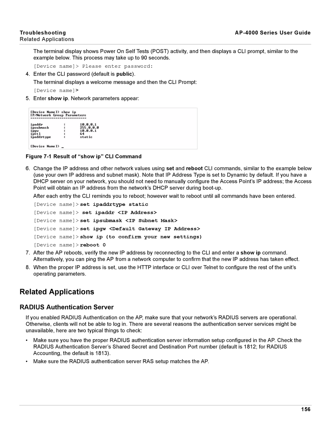 Proxim AP-4000 manual Related Applications, Radius Authentication Server, 156 