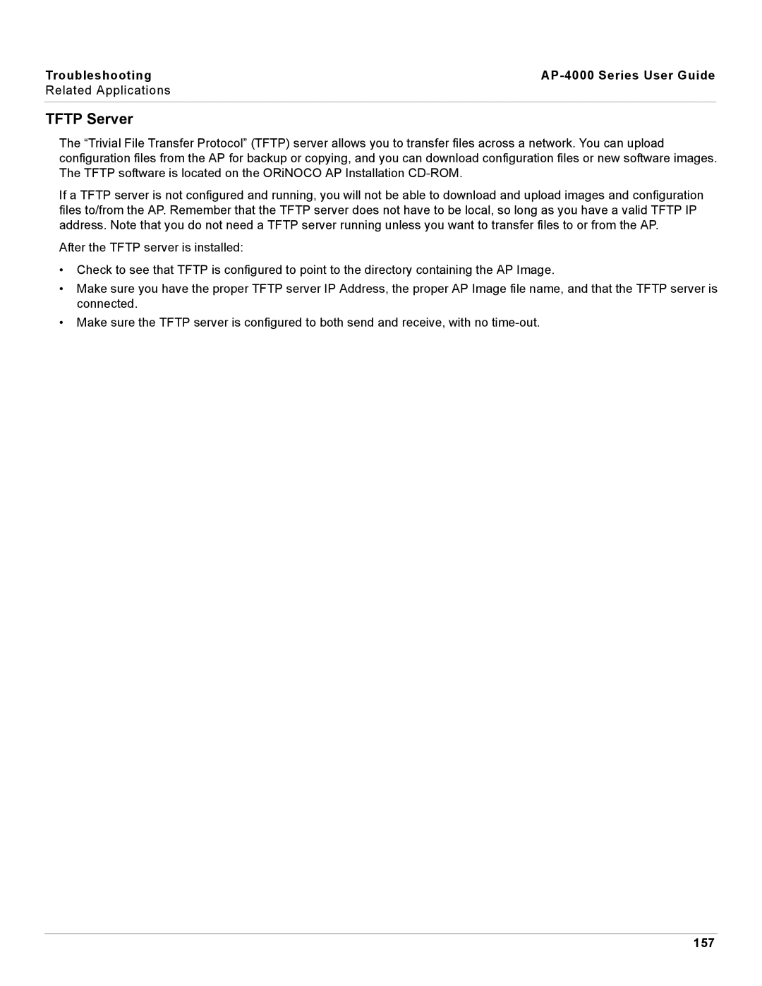 Proxim AP-4000 manual Tftp Server, 157 