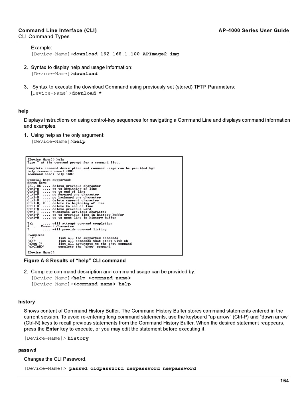 Proxim AP-4000 manual Help, History, Passwd, 164 