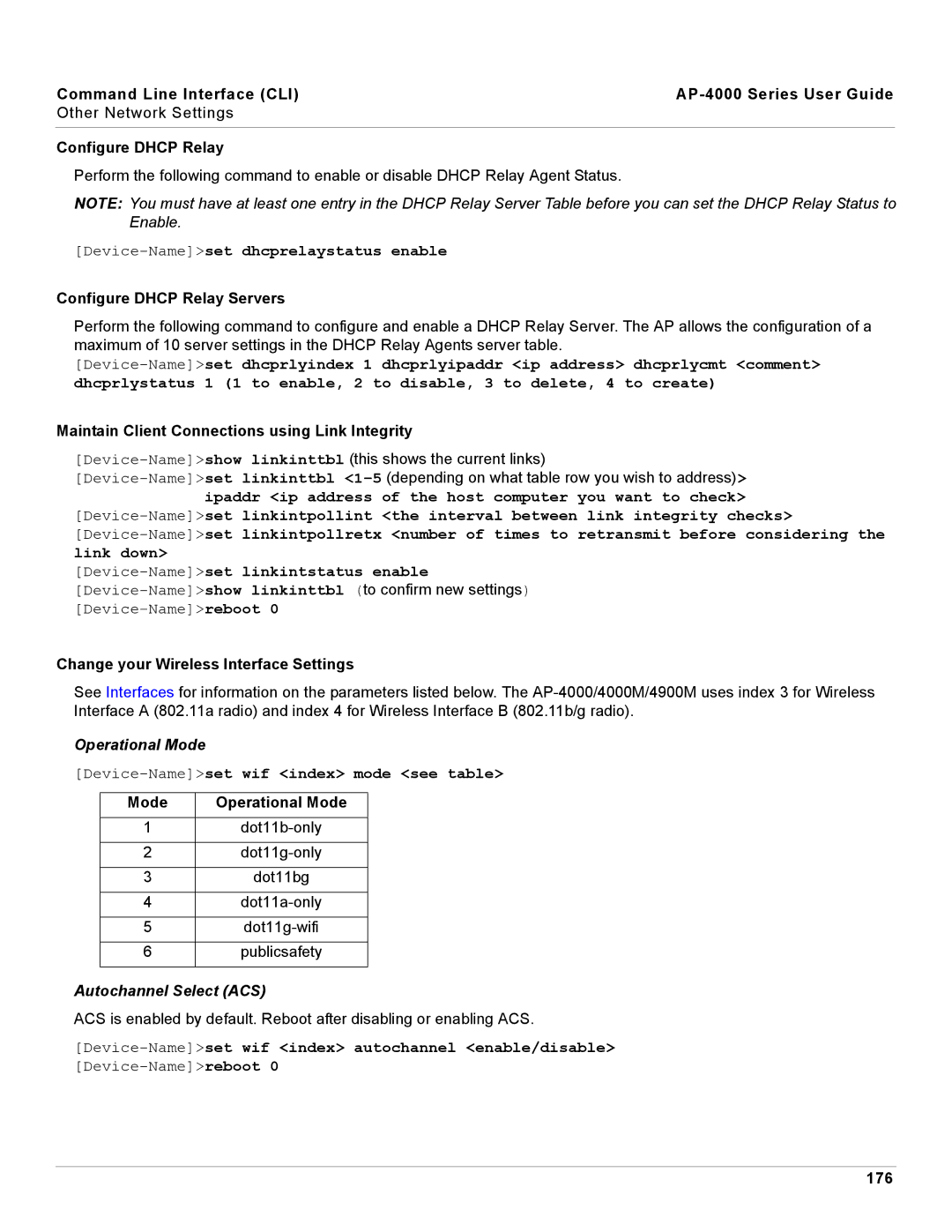 Proxim AP-4000 manual Operational Mode, Autochannel Select ACS 