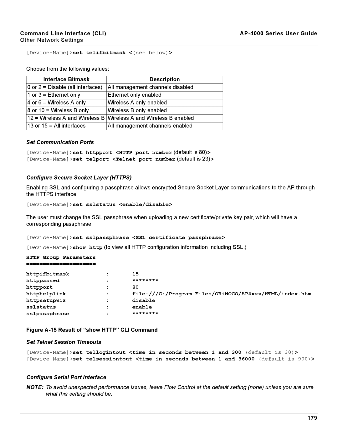 Proxim AP-4000 manual Set Communication Ports, Configure Secure Socket Layer Https, Set Telnet Session Timeouts 