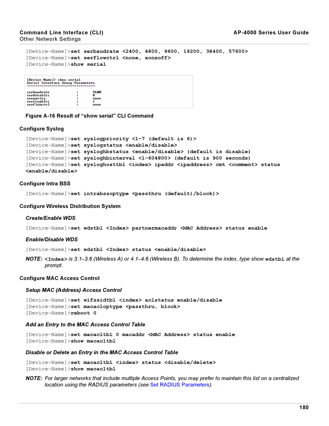 Proxim AP-4000 manual Create/Enable WDS, Enable/Disable WDS, Setup MAC Address Access Control 