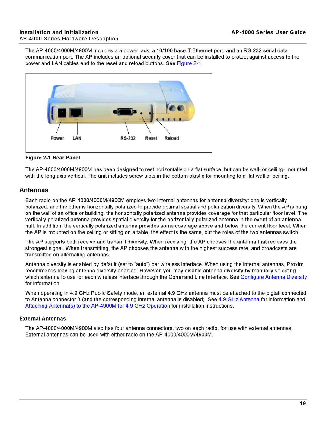 Proxim AP-4000 manual External Antennas 