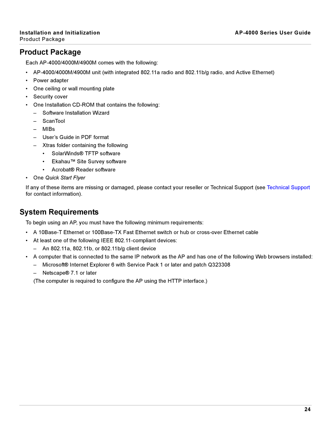 Proxim AP-4000 manual Product Package, System Requirements 