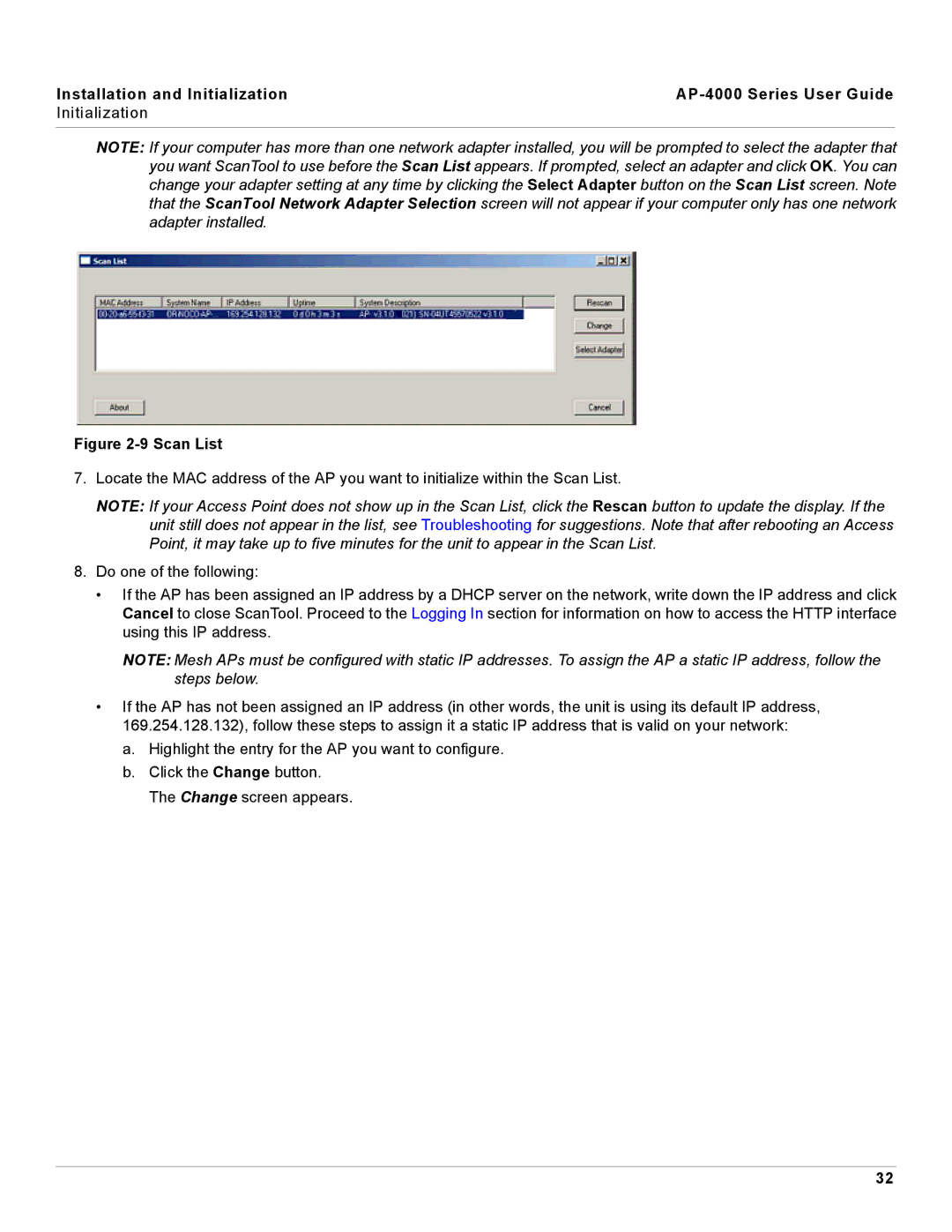 Proxim AP-4000 manual Scan List 