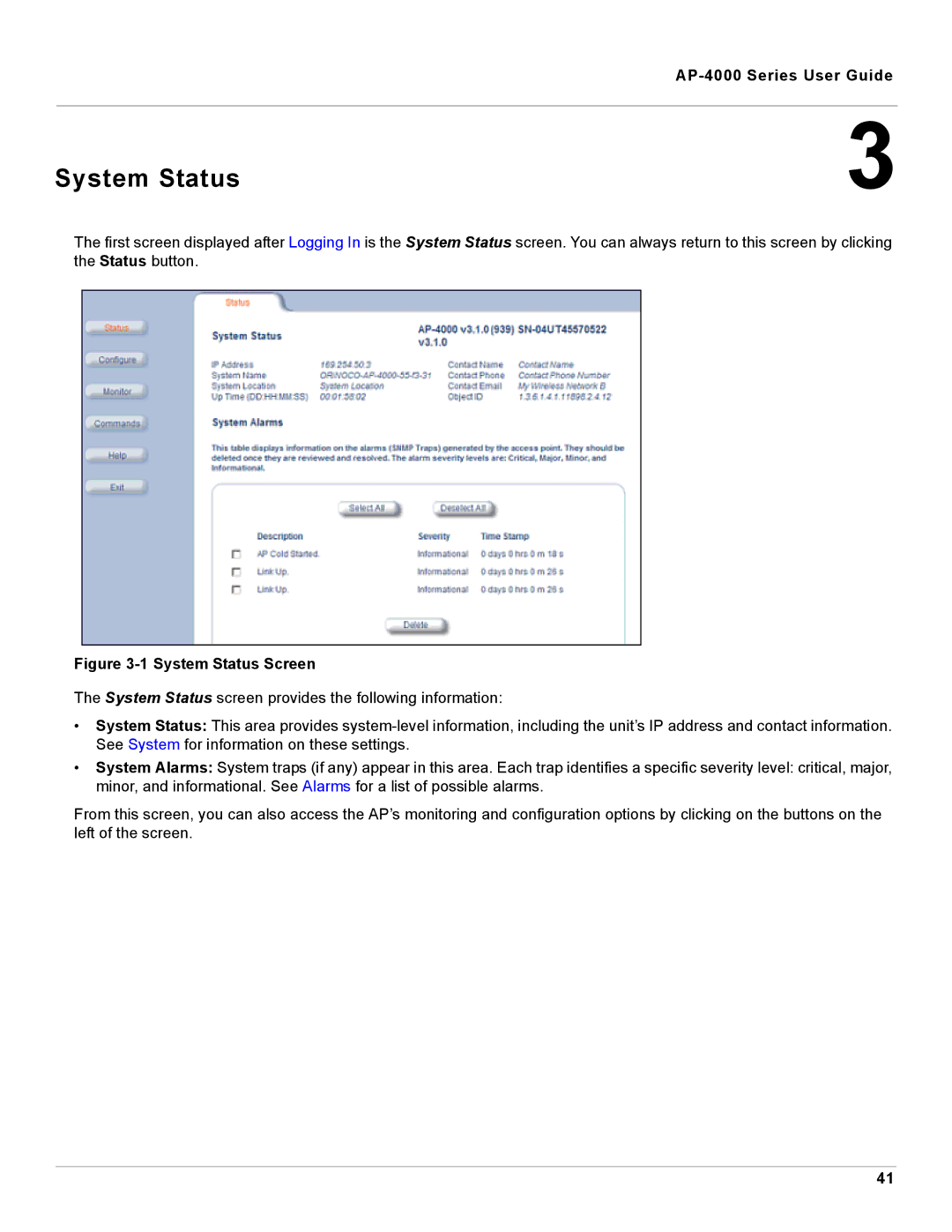 Proxim AP-4000 manual System Status 