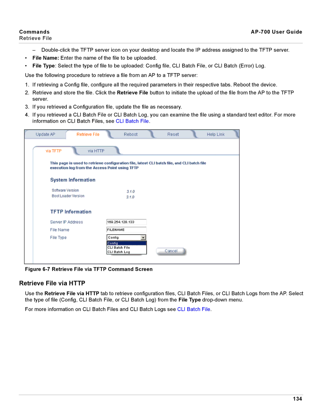 Proxim AP-700 manual Retrieve File via Http, 134 