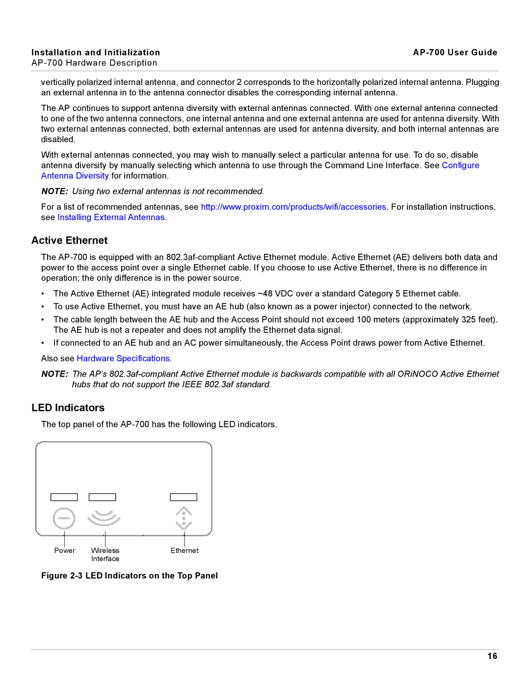 Proxim AP-700 manual Active Ethernet, LED Indicators 
