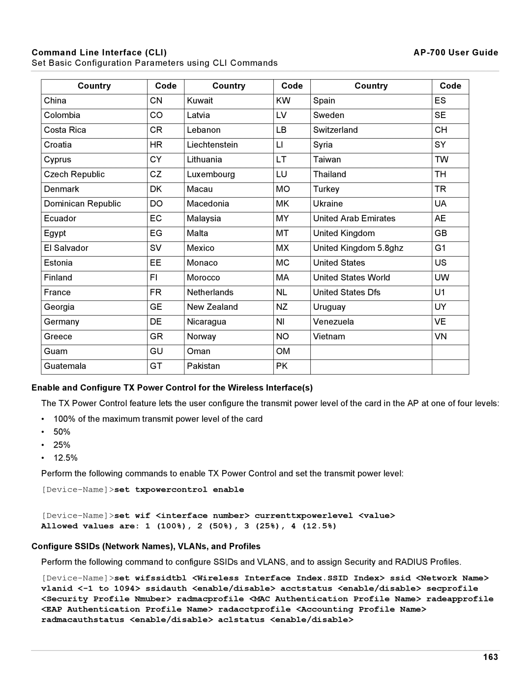 Proxim AP-700 manual Configure SSIDs Network Names, VLANs, and Profiles, 163 