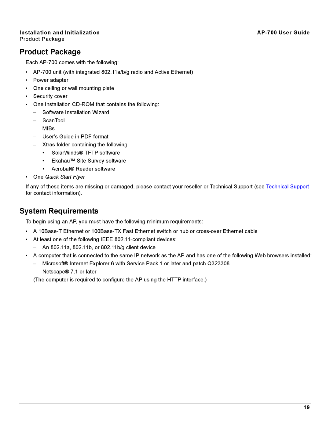 Proxim AP-700 manual Product Package, System Requirements 