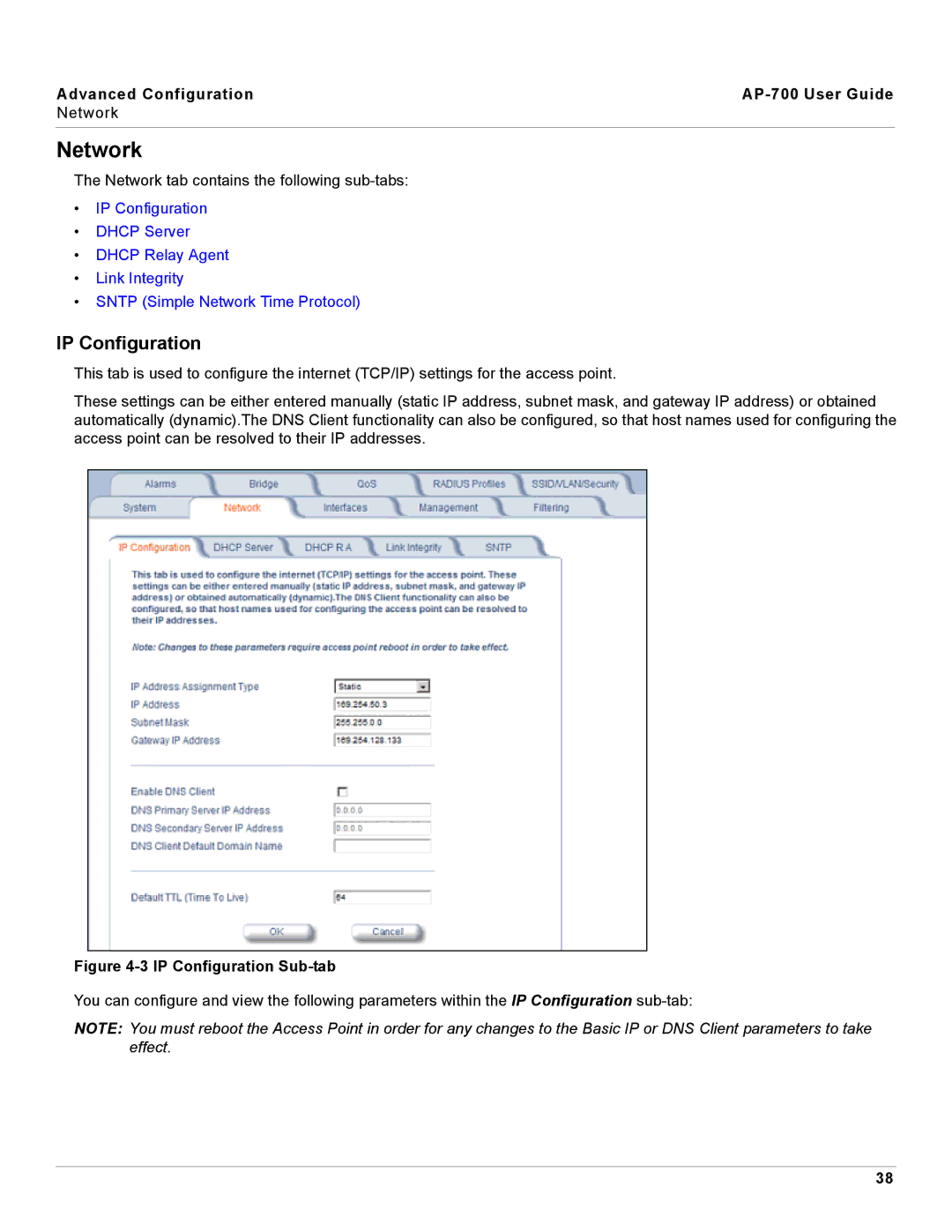 Proxim AP-700 manual Network, IP Configuration 