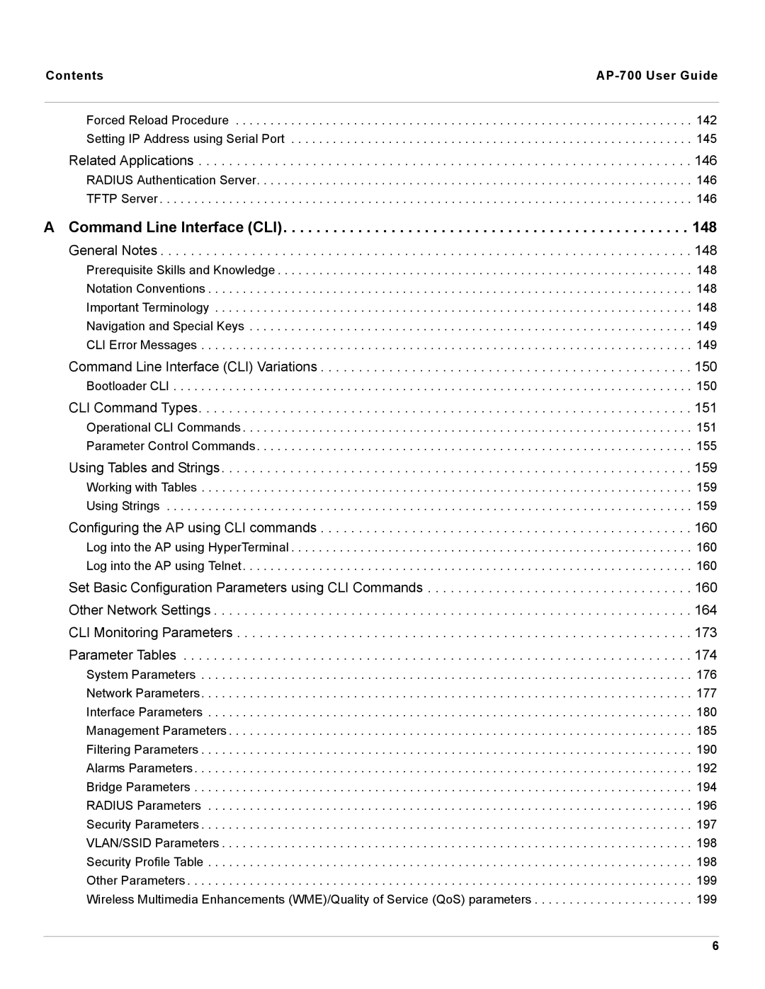 Proxim AP-700 manual Command Line Interface CLI, General Notes 