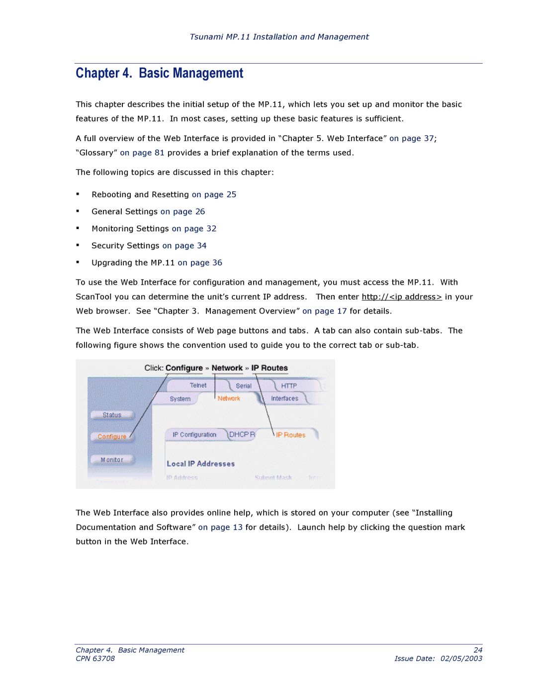 Proxim CPN 63708 manual Basic Management 