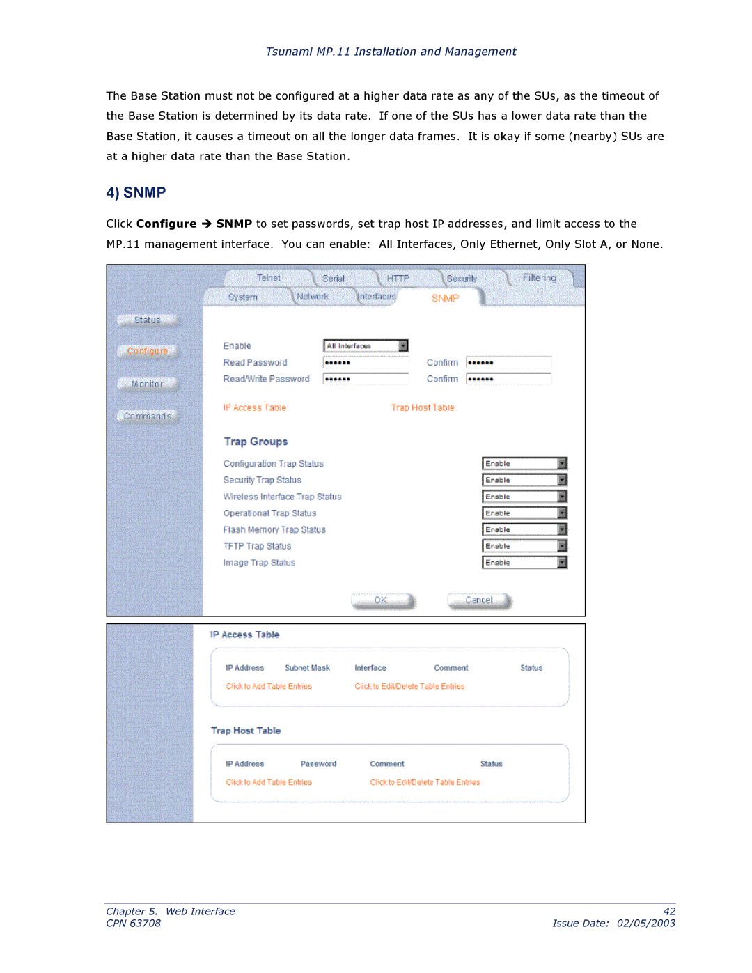 Proxim CPN 63708 manual Snmp 